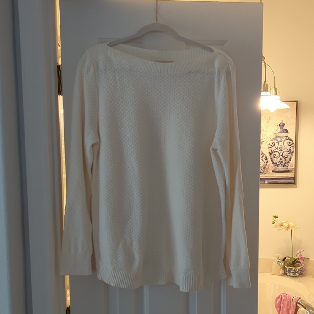 LOFT Ivory Ribbed Sweater